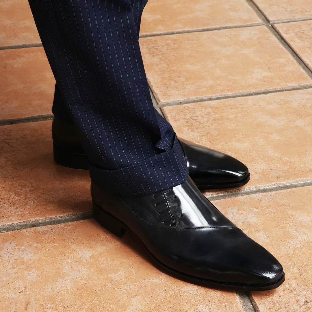 クインクラシコオリジナル 国産ビジネスシューズ サイドレース エラスティック 25005　着用2