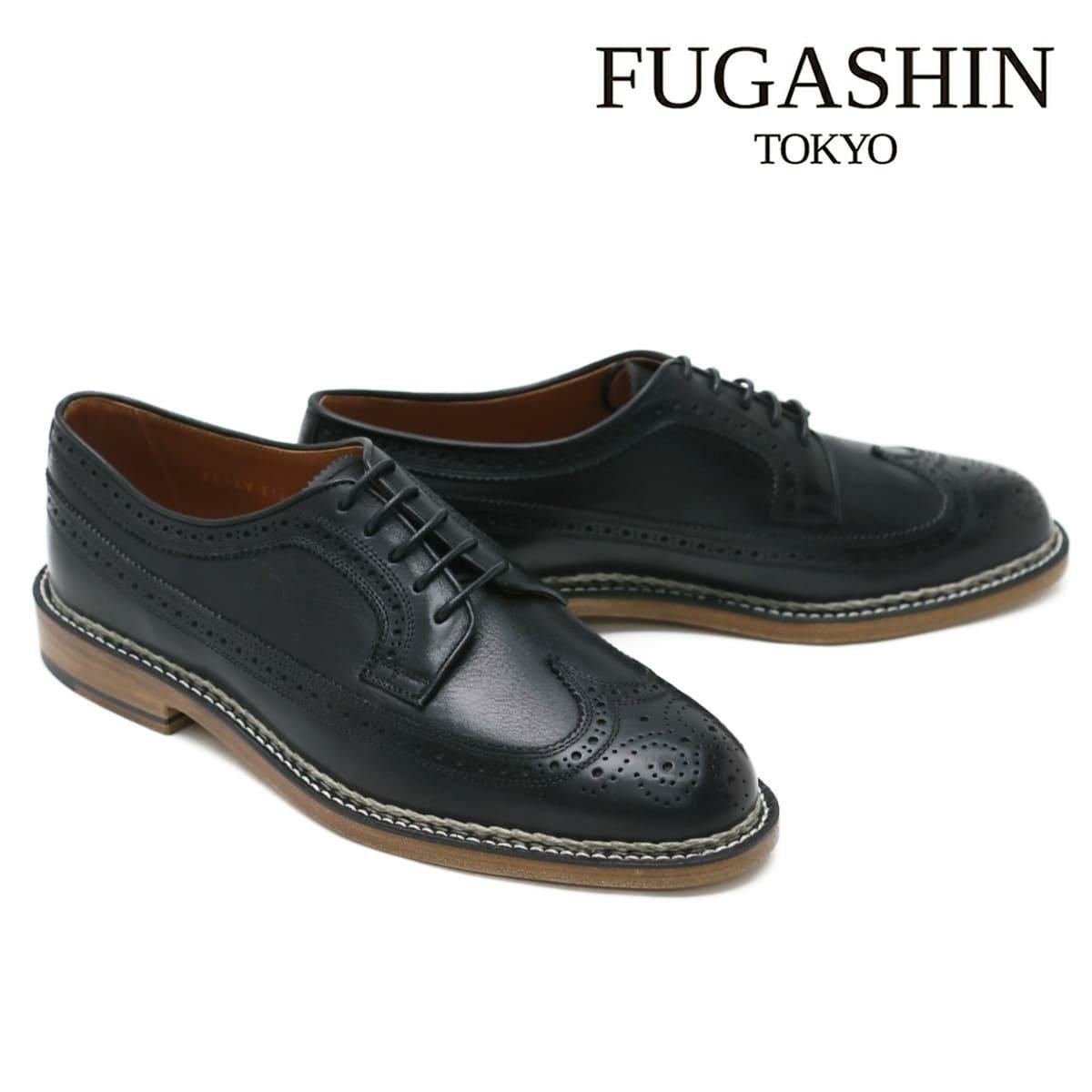 FUGASHIN フウガシン ウィングチップ ブラック 7.5 フウガシン メンズ ドレスシューズ ウイングチップ アーリータイムス