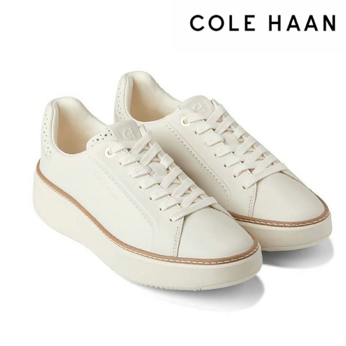 コールハーン レディース グランドプロトップスピンスニーカー アイボリー w30202