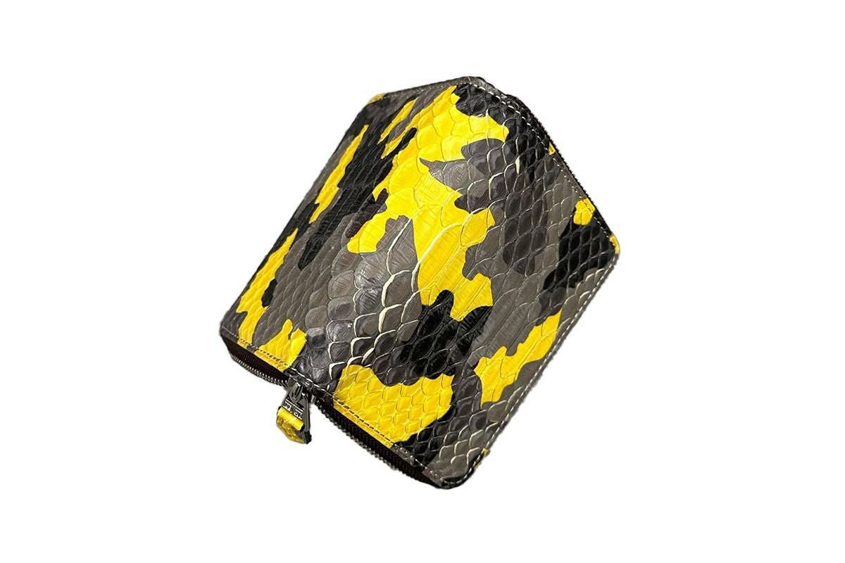 レザック 財布 パイソン ミドルウォレット カモフラージュイエロー