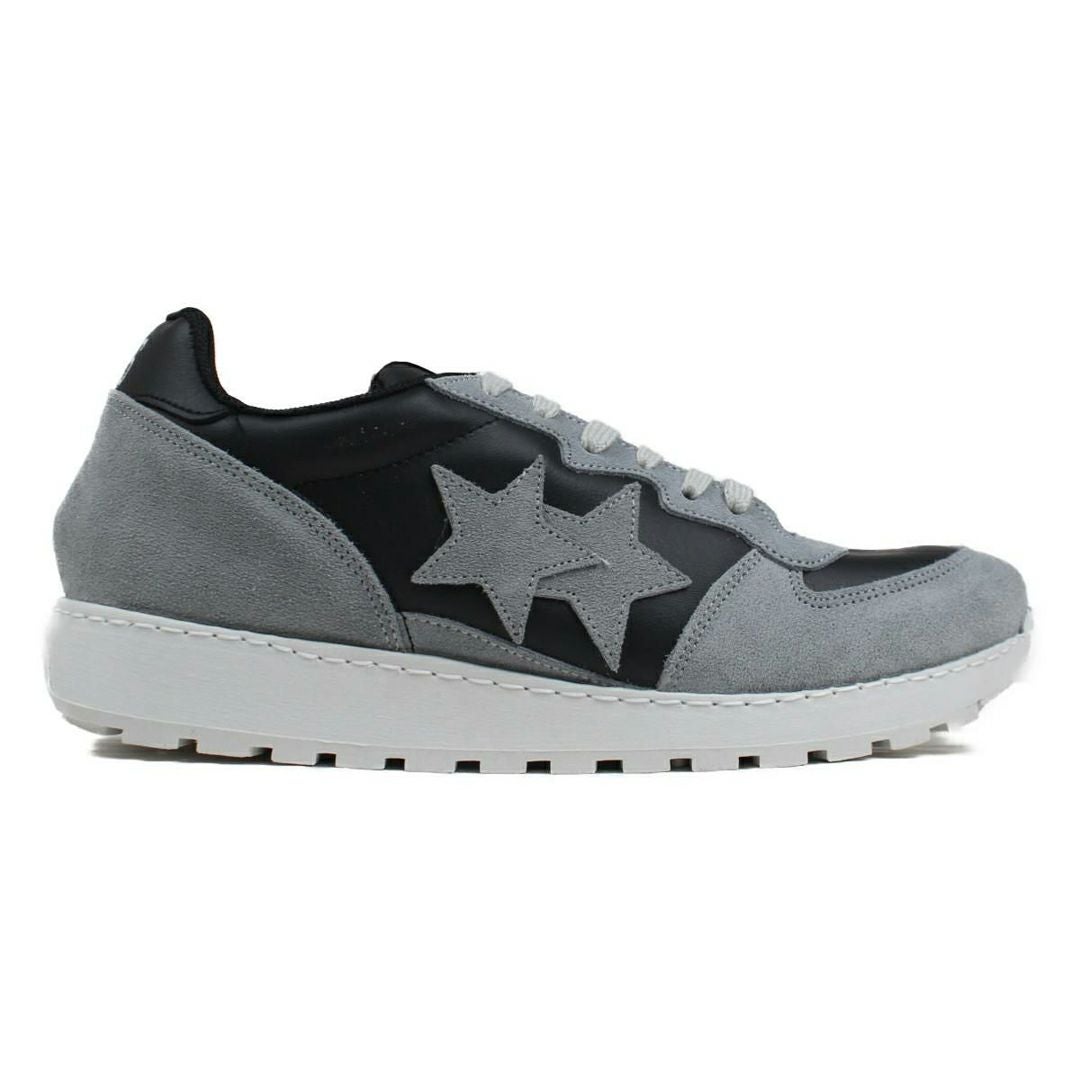 ツースター レディース レザースニーカー ブラック ライトグレー 3