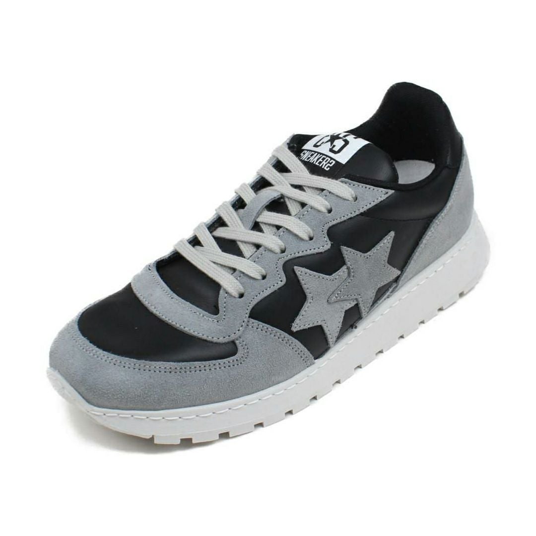 ツースター レディース レザースニーカー ブラック ライトグレー 5