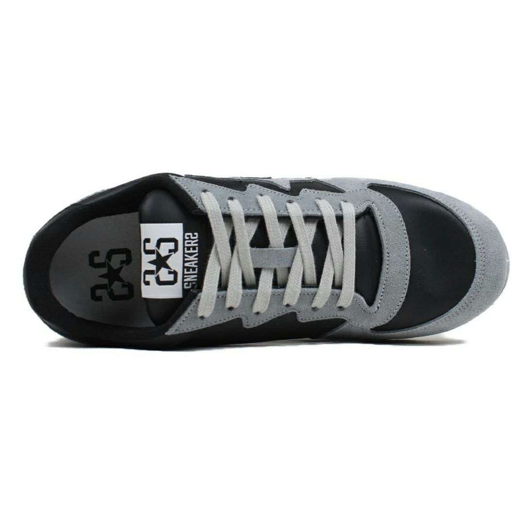 ツースター レディース レザースニーカー ブラック ライトグレー 7