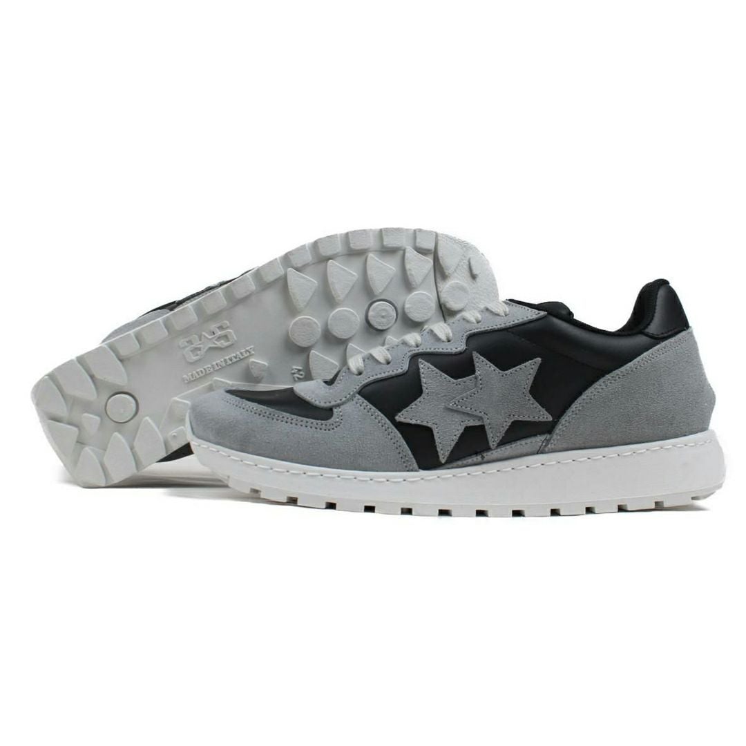 ツースター レディース レザースニーカー ブラック ライトグレー 9