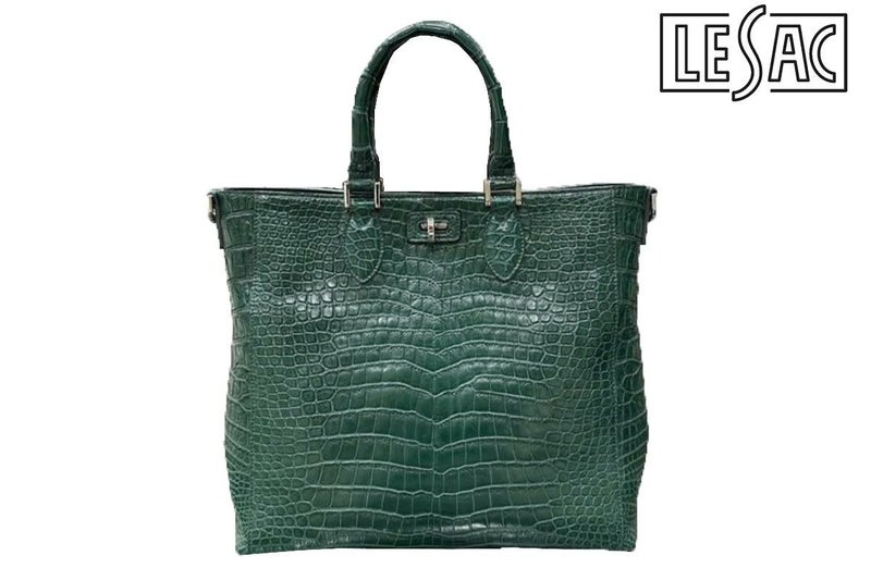  レザック バッグ クロコ トートバッグ CALON グリーン 国産(日本製) 