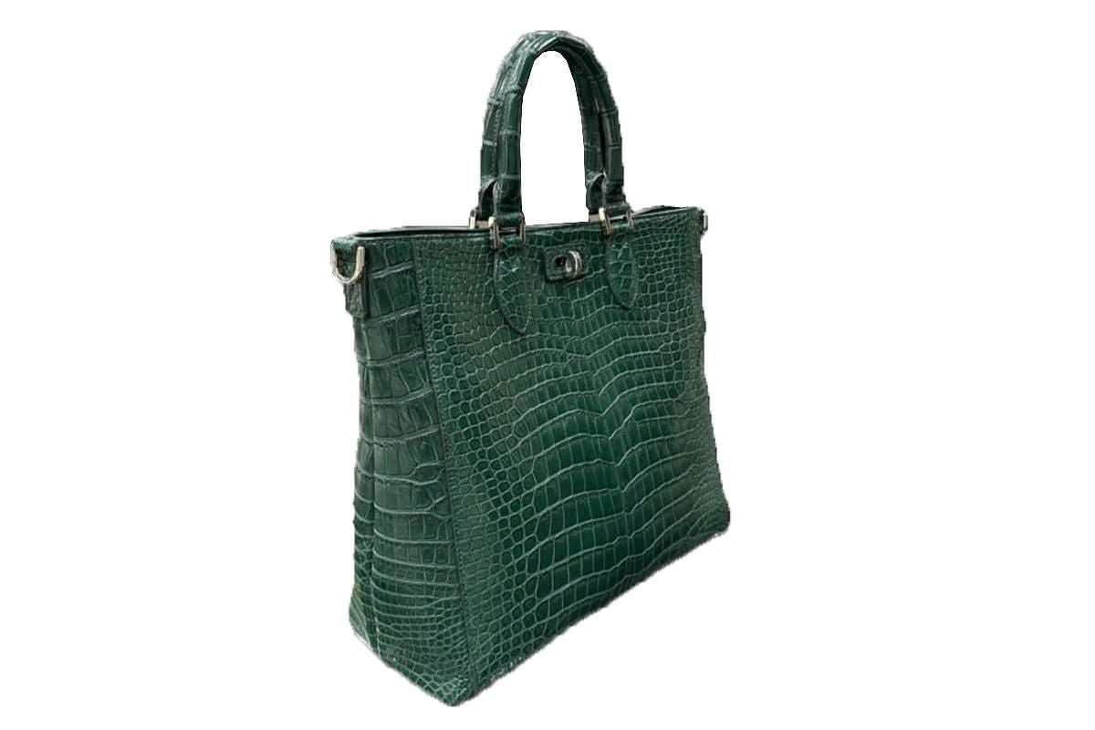 レザック バッグ クロコ トートバッグ CALON グリーン 国産(日本製) 3