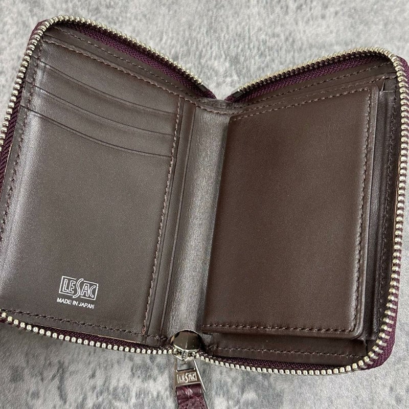 レザック バッグ ワニ革ミドルウォレット ボルドー 国産(日本製)7