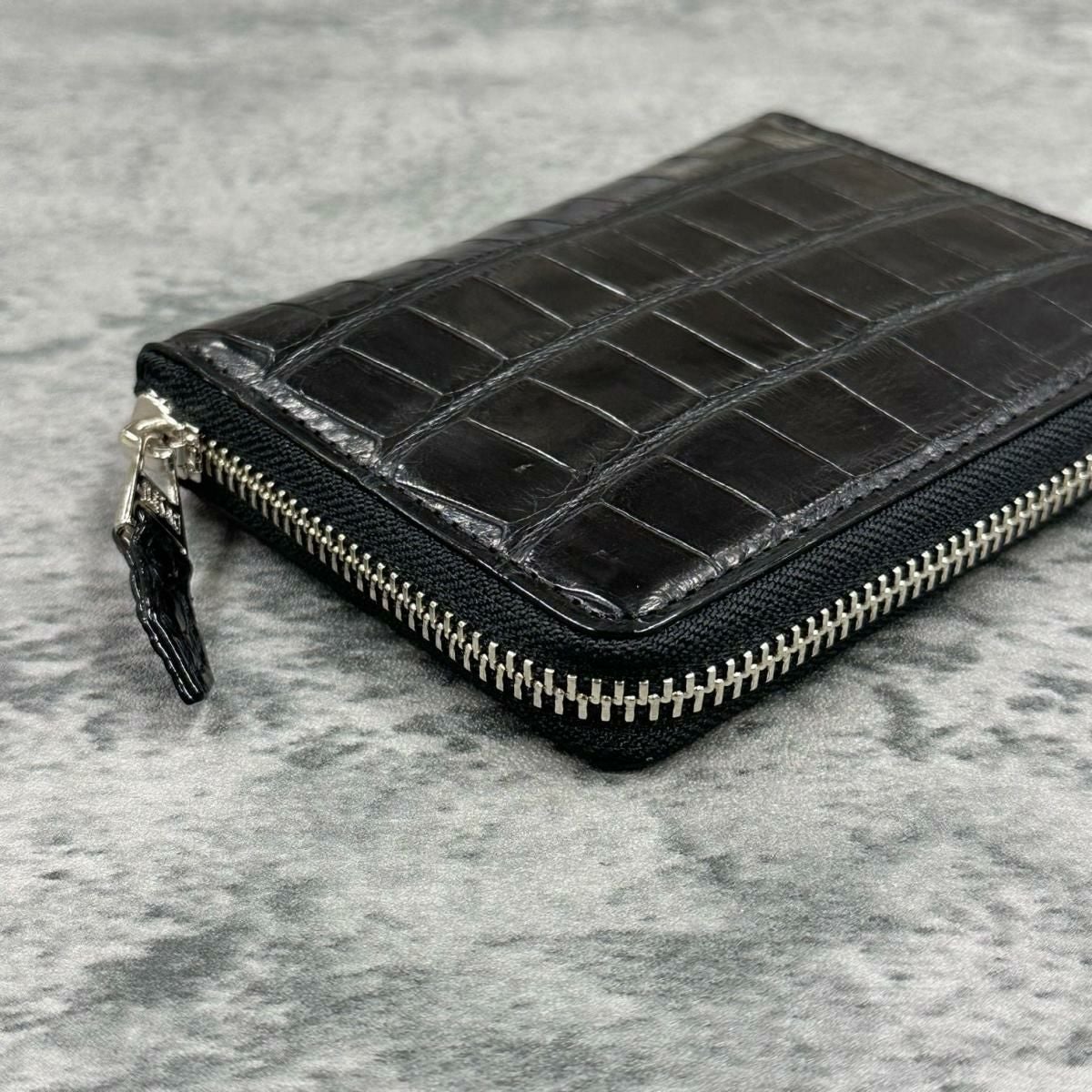 レザック バッグ ワニ革ミドルウォレット ブラック 国産(日本製)5