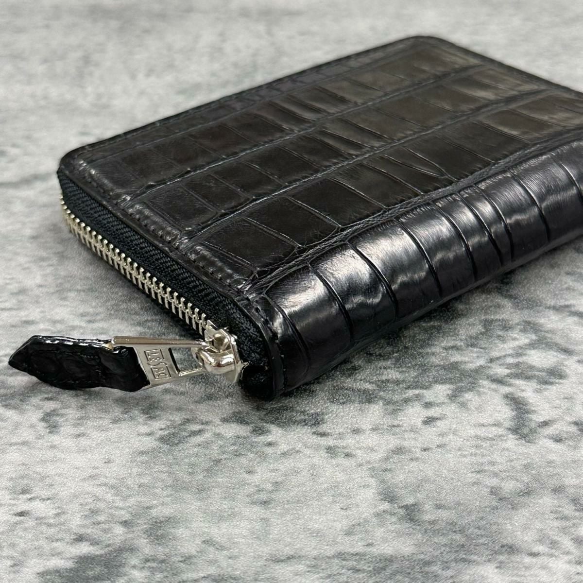 レザック バッグ ワニ革ミドルウォレット ブラック 国産(日本製)6