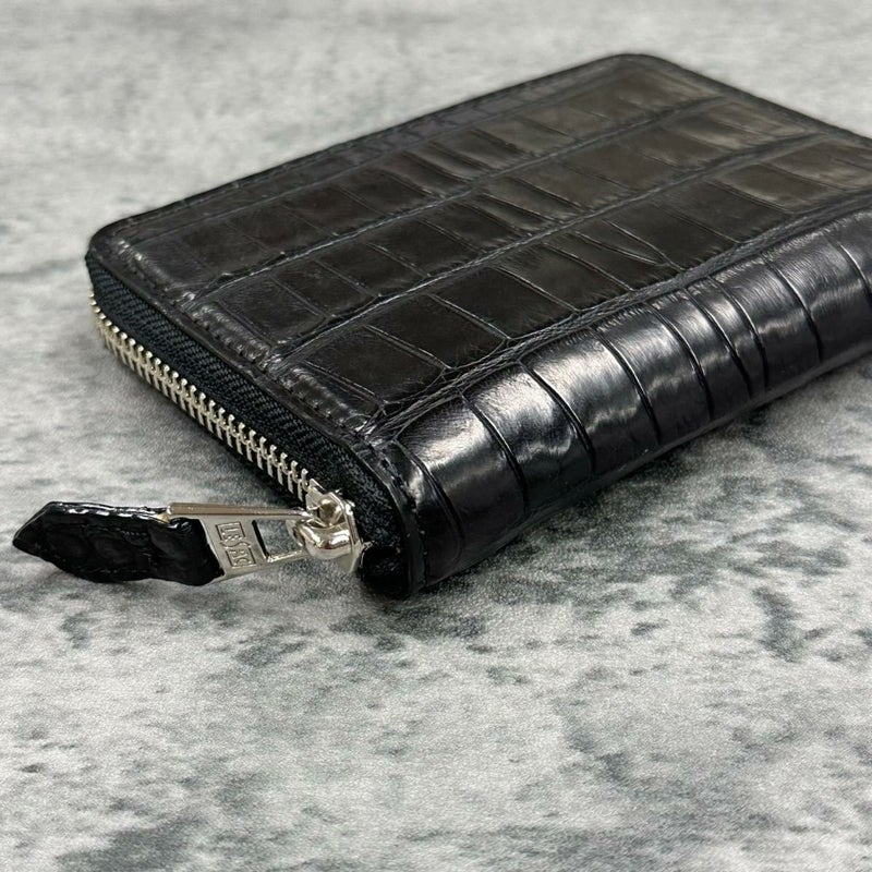 レザック バッグ ワニ革ミドルウォレット ブラック 国産(日本製)6