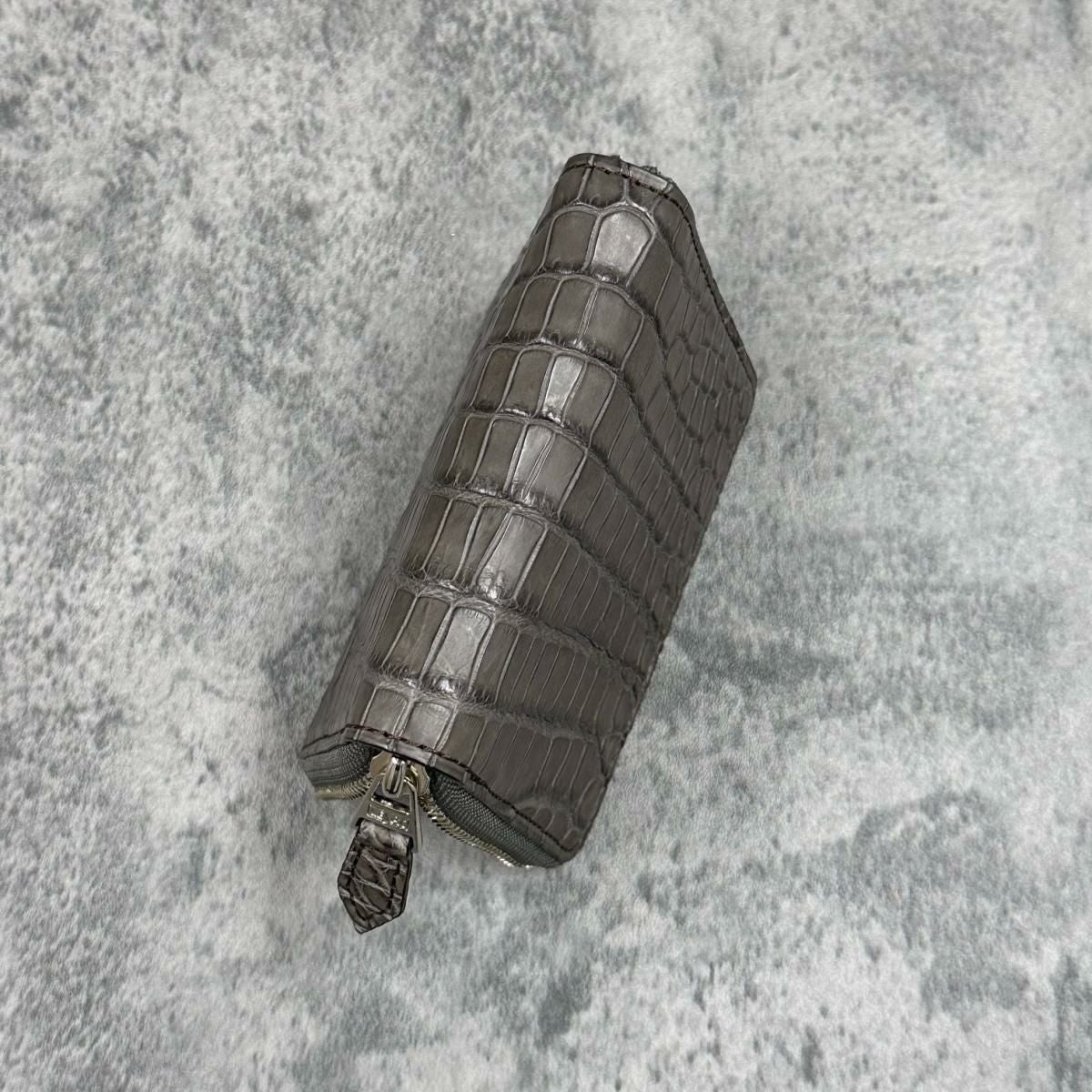 レザック バッグ ワニ革ミドルウォレット グレー 国産(日本製)4