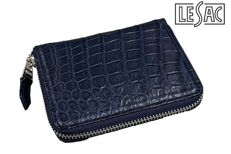 レザック バッグ ワニ革ミドルウォレット インディゴ 国産(日本製) 