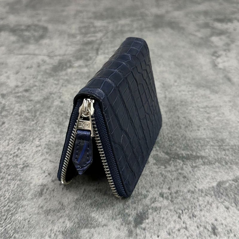 レザック バッグ ワニ革ミドルウォレット インディゴ 国産(日本製) 3