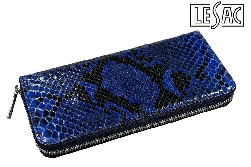 レザック バッグ パイソン 長財布 ブルー 国産(日本製)