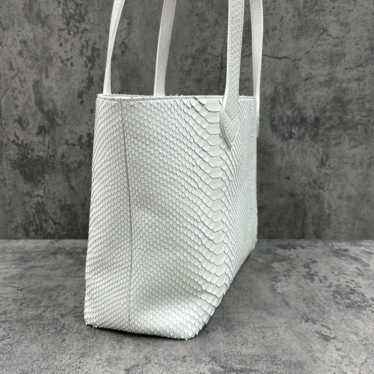 レザック バッグ パイソン トートバッグ ホワイト 国産(日本製)4