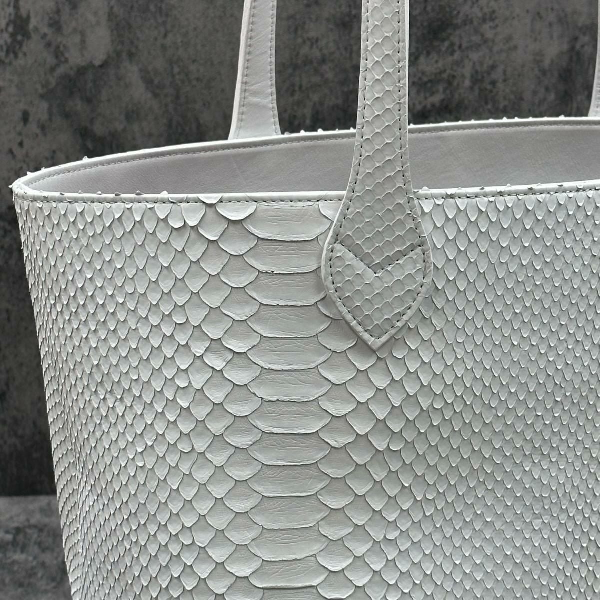 レザック バッグ パイソン トートバッグ ホワイト 国産(日本製)10