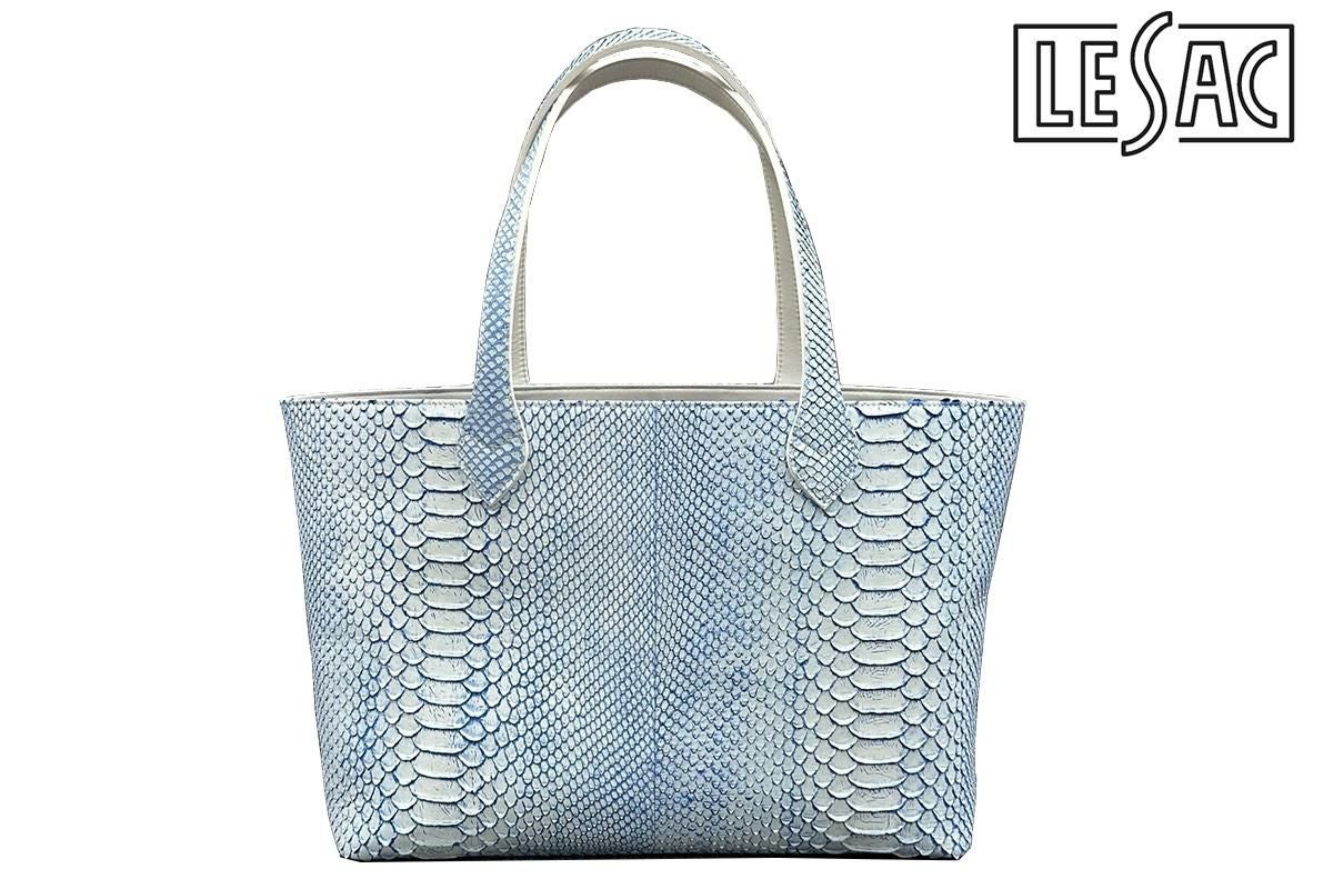 レザック バッグ パイソン トートバッグ ホワイト ブルー 国産(日本製) 