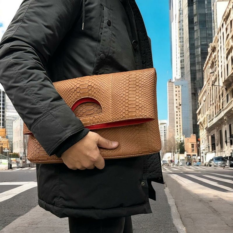 レザック バッグ パイソン トートバッグ コニャック 国産(日本製)9