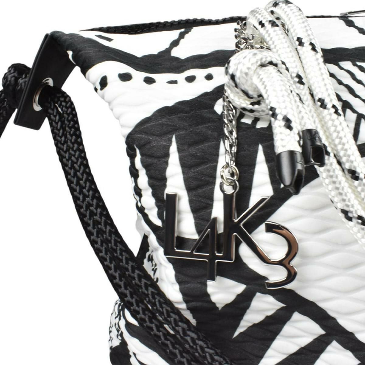 レーク バッグ クイーンレーク ドロップ ブラックホワイト イタリア製 L4K3　7