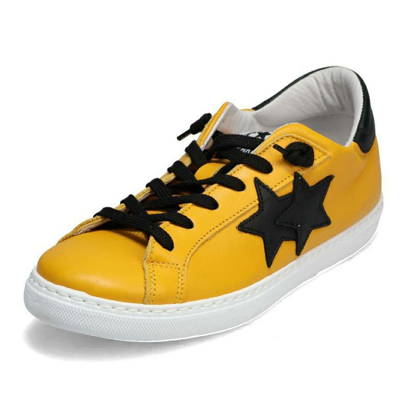 ツースター メンズ スニーカー レザースニーカー イエロー ブラック イタリア製 2STAR 2s201