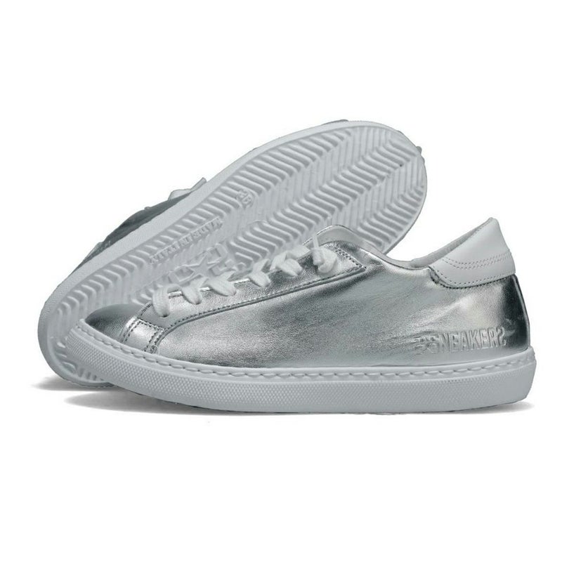  ツースター レディース レザースニーカー シルバー　ホワイト イタリア製 2STAR 2s203w