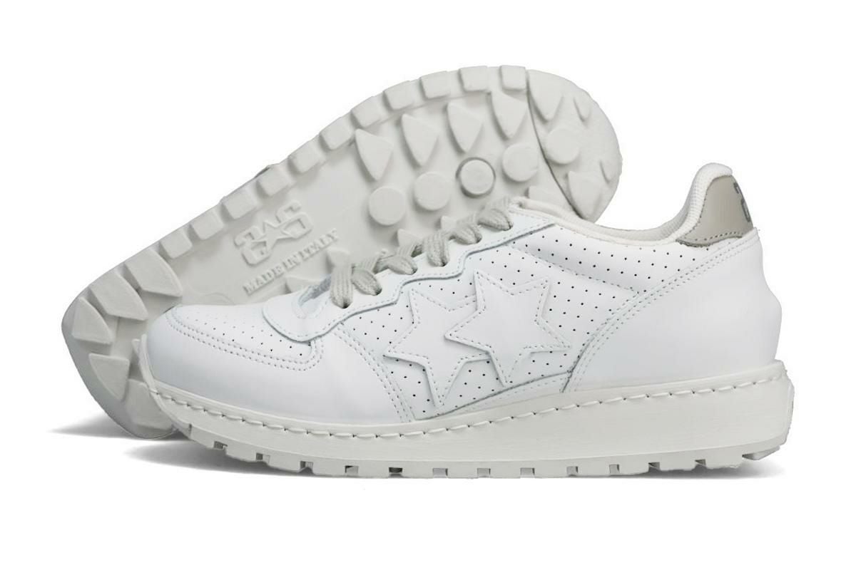 ツースター レディース レザースニーカー ホワイト イタリア製 2STAR 2s206w