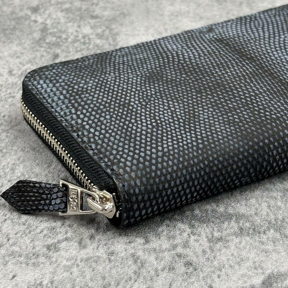 レザック 長財布 リザード チャコール 国産(日本製) 