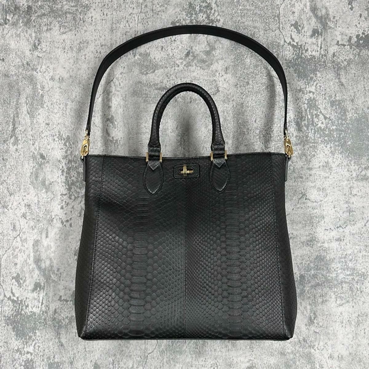 レザック バッグ パイソントートバッグ CALON ブラック 国産(日本製) LE'SAC calonp