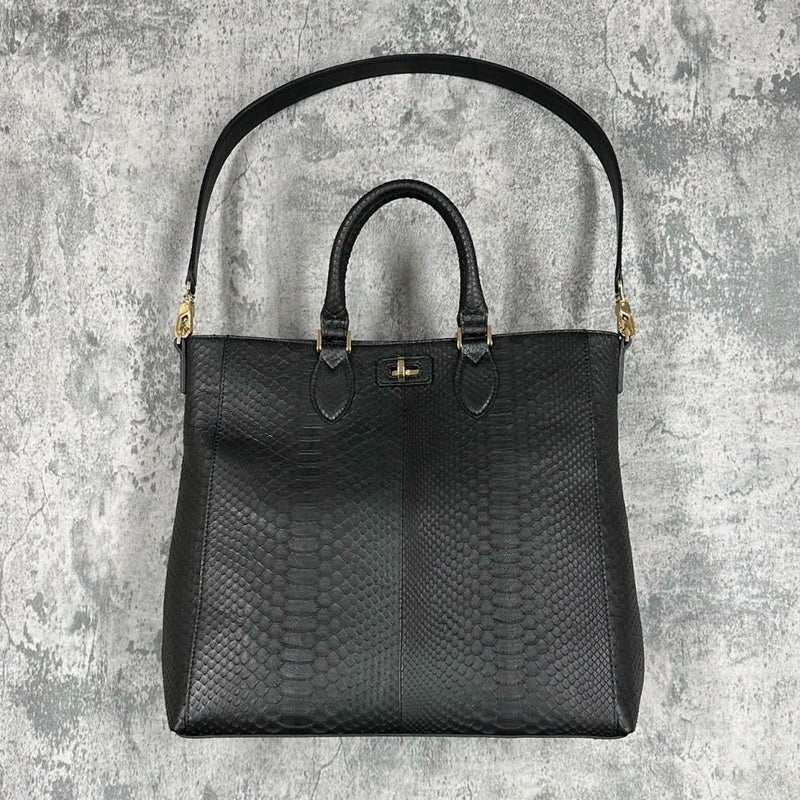 レザック バッグ パイソントートバッグ CALON ブラック 国産(日本製) LE'SAC calonp