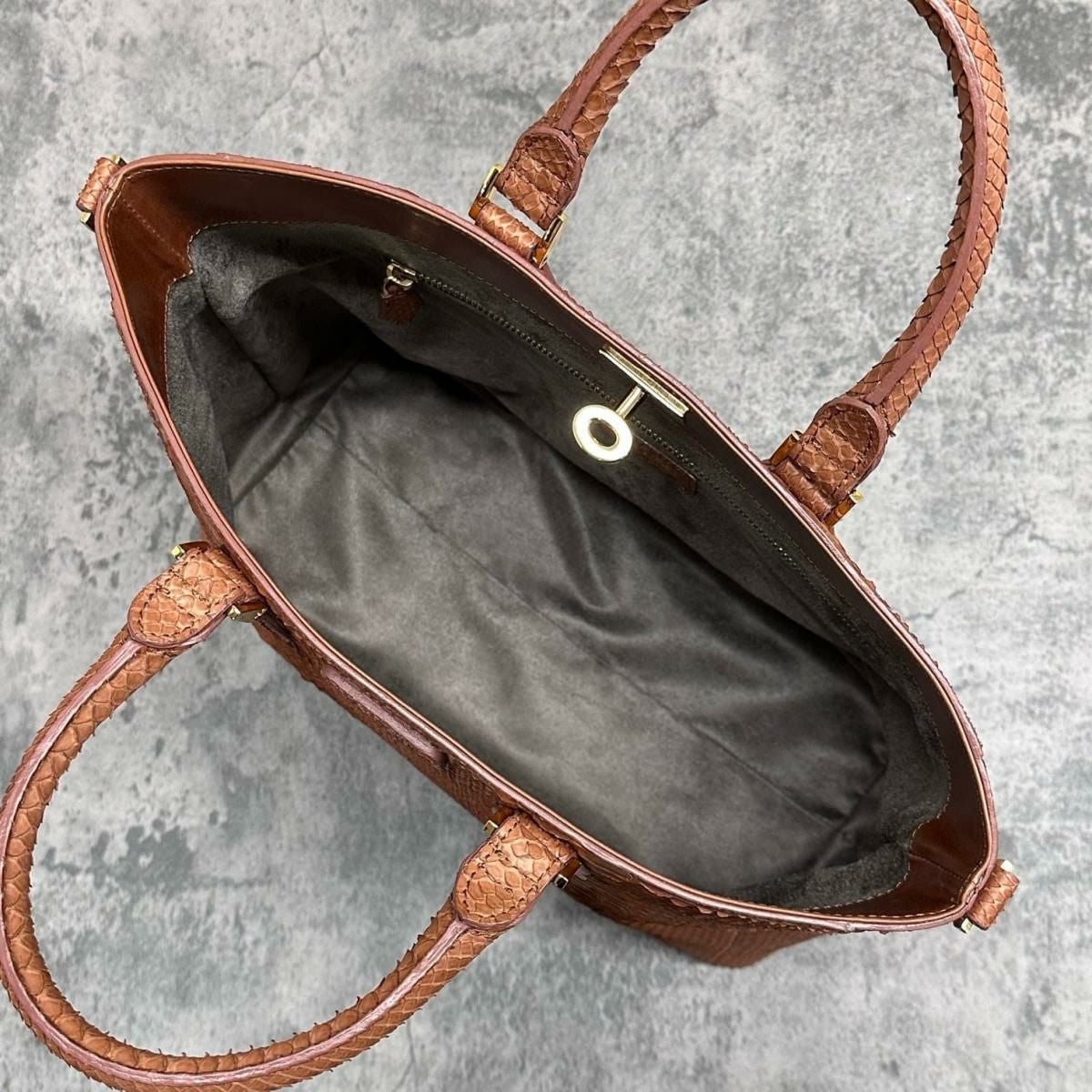 レザック バッグ パイソントートバッグ CALON コニャック 国産(日本製) LE'SAC calonp