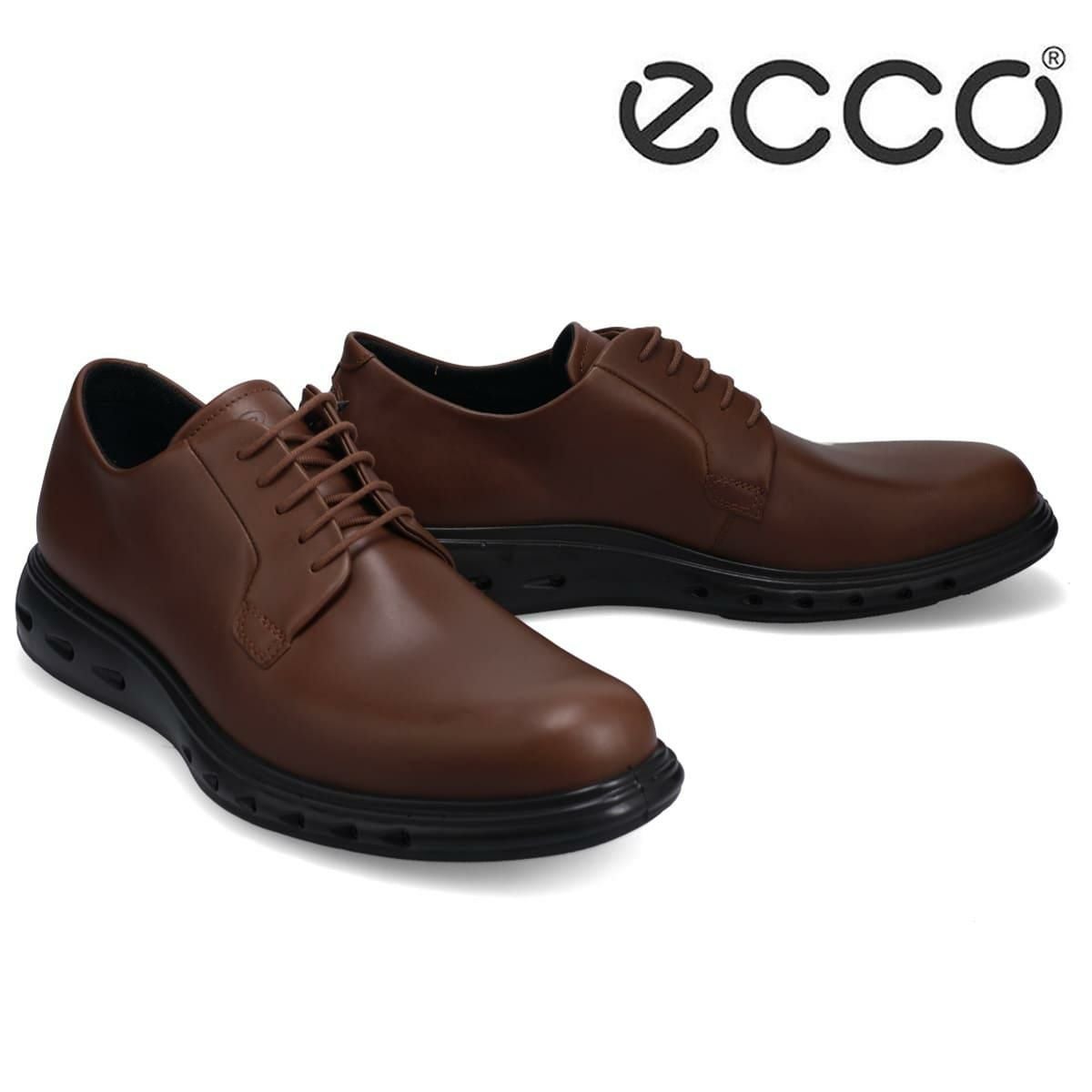 極美品 ECCO 日本製 ゴアテックス モックトゥシューズ ブラウン 防水 革靴 ecco（エコー） 靴 防水 ゴアテックス ビジネスシューズ メンズ 524704
