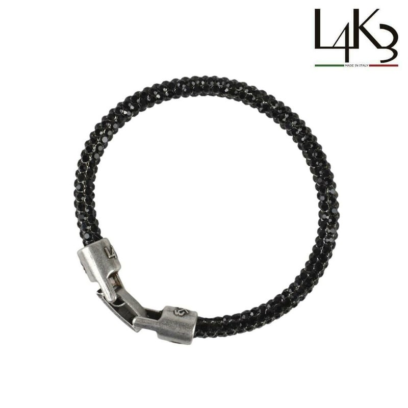 [レーク L4K3] ブレスレットグリッター ブラック シルバー イタリア製 braceletglitter
