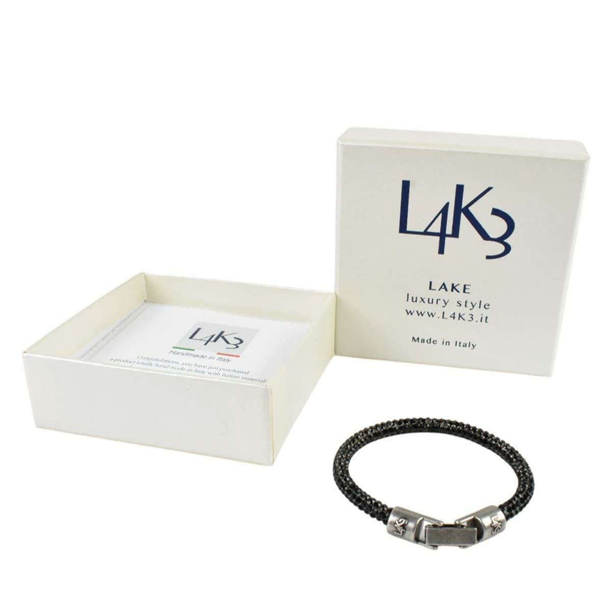 [レーク L4K3] ブレスレットグリッター ブラック シルバー イタリア製 braceletglitter