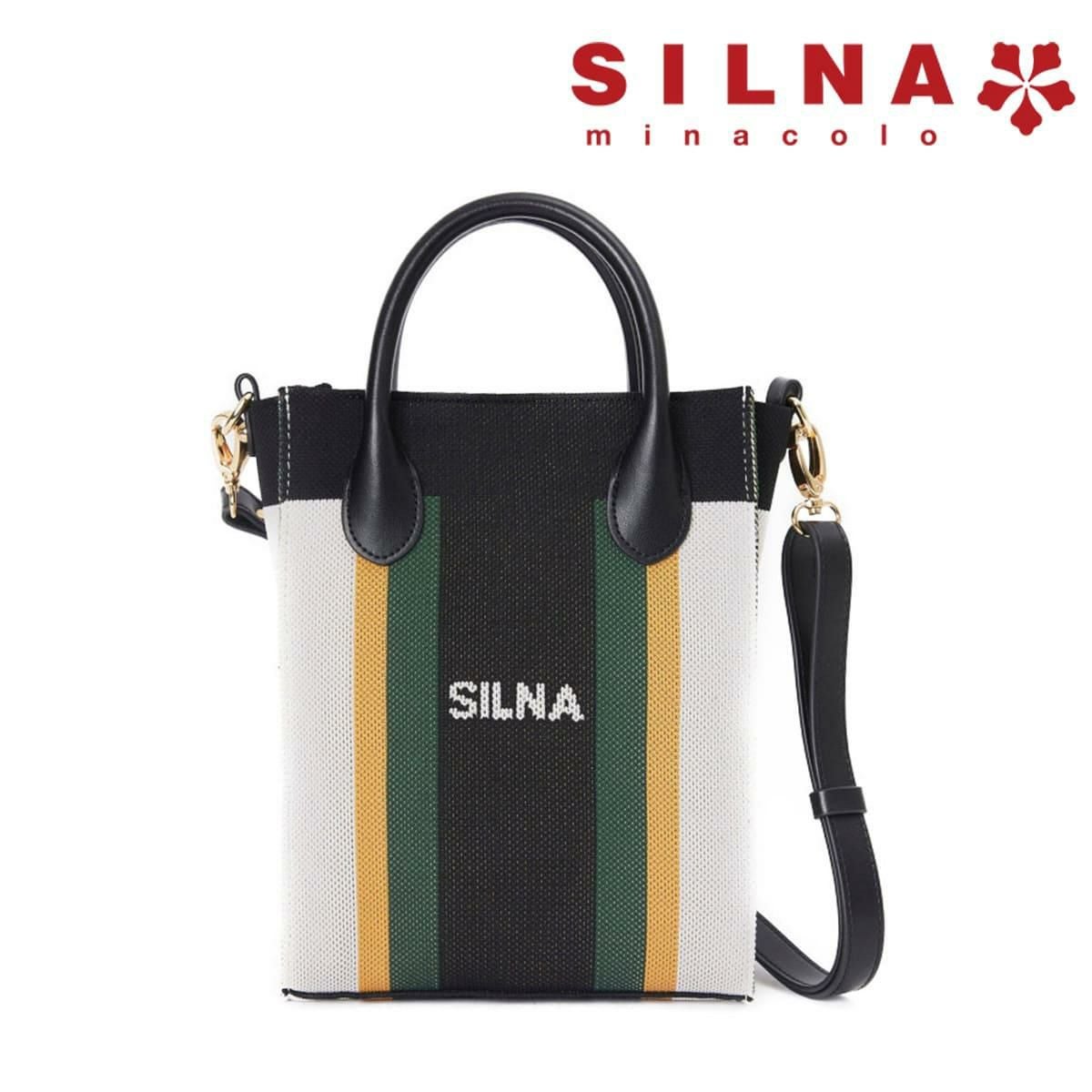 シルナミナコロ バッグ ニット2wayカラーブロックトミニトート SILNA