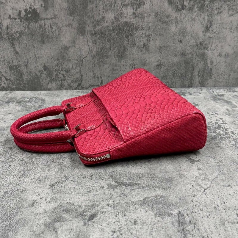 レザック パイソン ミニブリーフバッグ レッド 国産(日本製) LE'SAC genovap