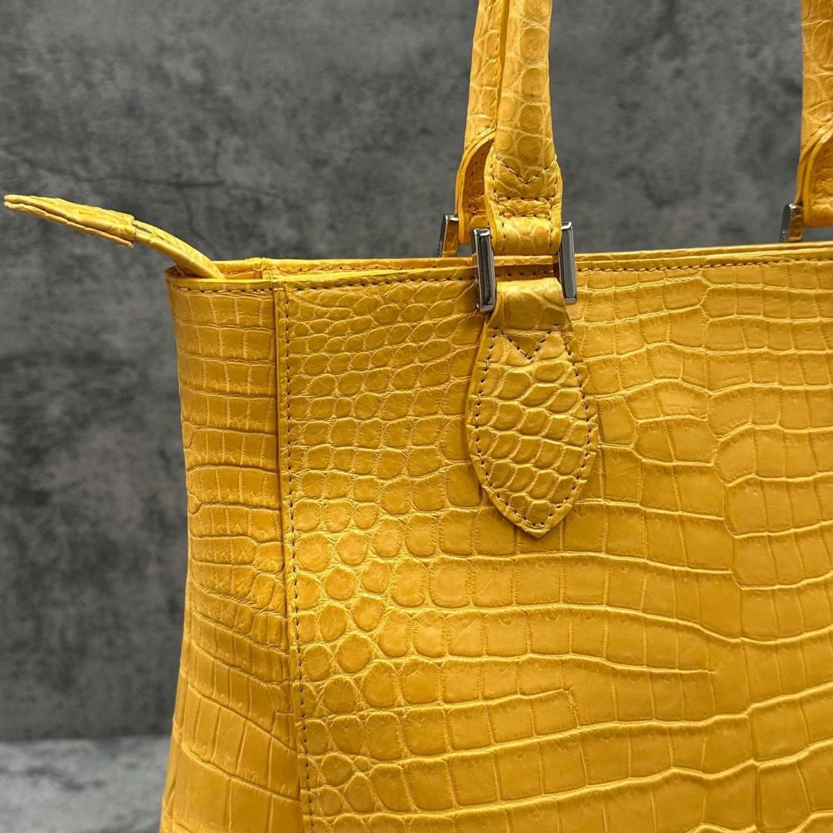 レザック クロコダイル トートバッグ マスタード 国産(日本製) LE'SAC libiacroco