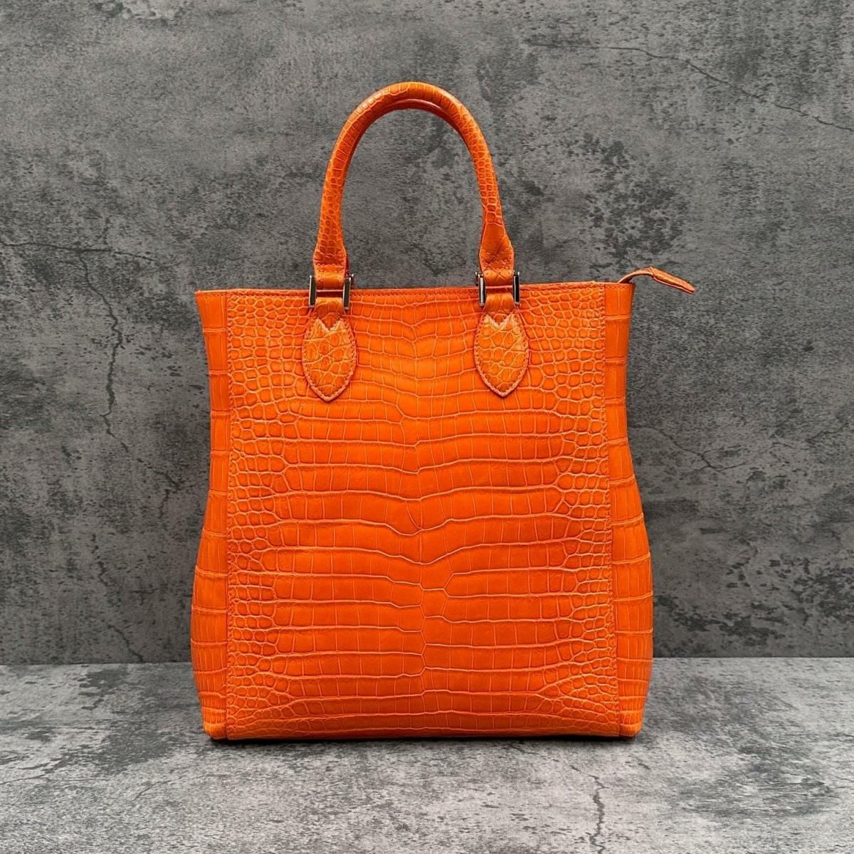レザック クロコダイル トートバッグ オレンジ 国産(日本製) LE'SAC libiacroco