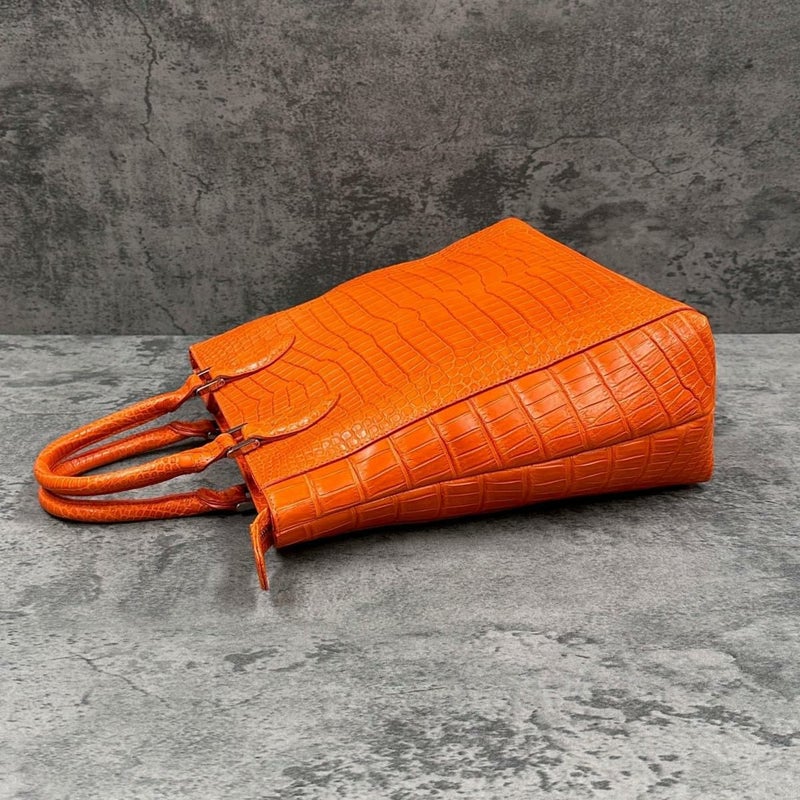 レザック クロコダイル トートバッグ オレンジ 国産(日本製) LE'SAC libiacroco