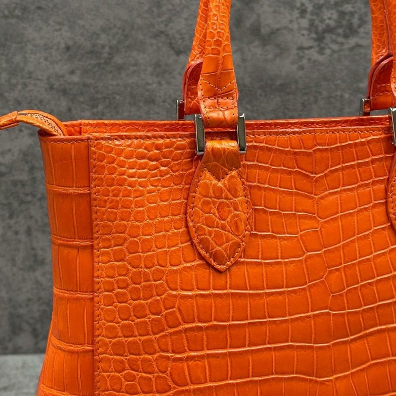レザック クロコダイル トートバッグ オレンジ 国産(日本製) LE'SAC libiacroco