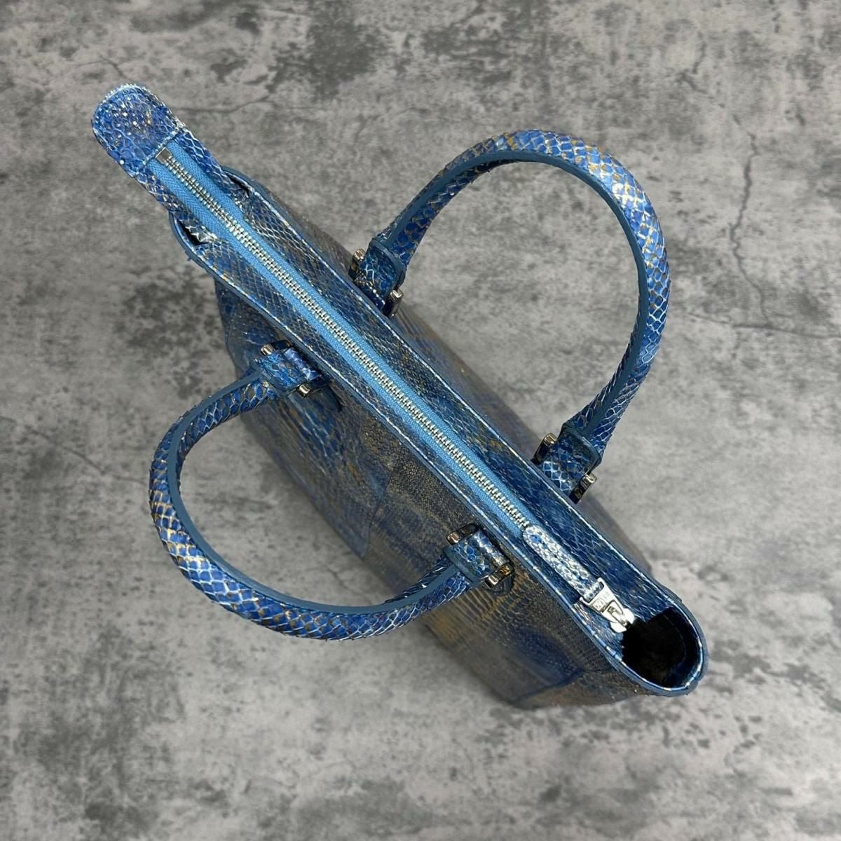  レザック パイソンル トートバッグ ゴールド/ブルー 国産(日本製) LE'SAC libia-spc