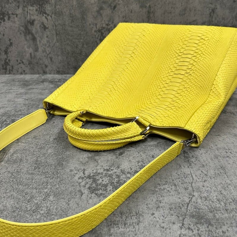 レザック パイソン トートバッグ イエロー 国産(日本製) LE'SAC taothp