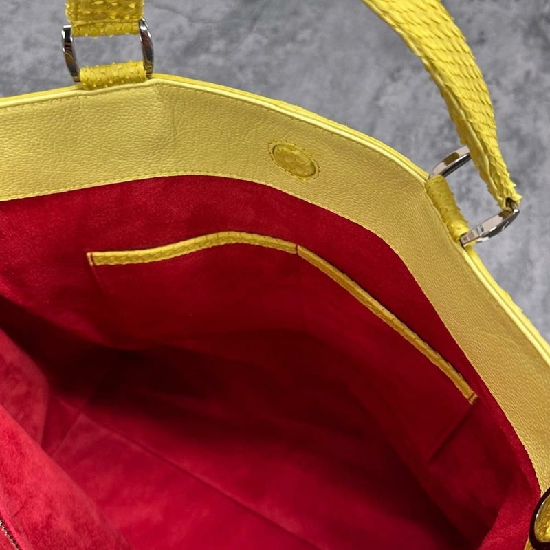 レザック パイソン トートバッグ イエロー 国産(日本製) LE'SAC taothp