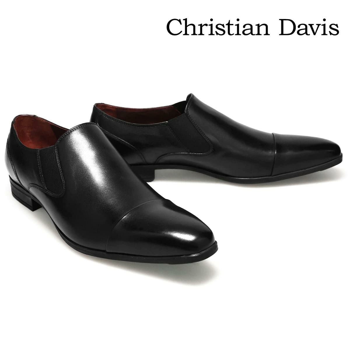 クリスチャン デイビス メンズ ドレスシューズ スリッポン ブラック Christian Davis cd4004