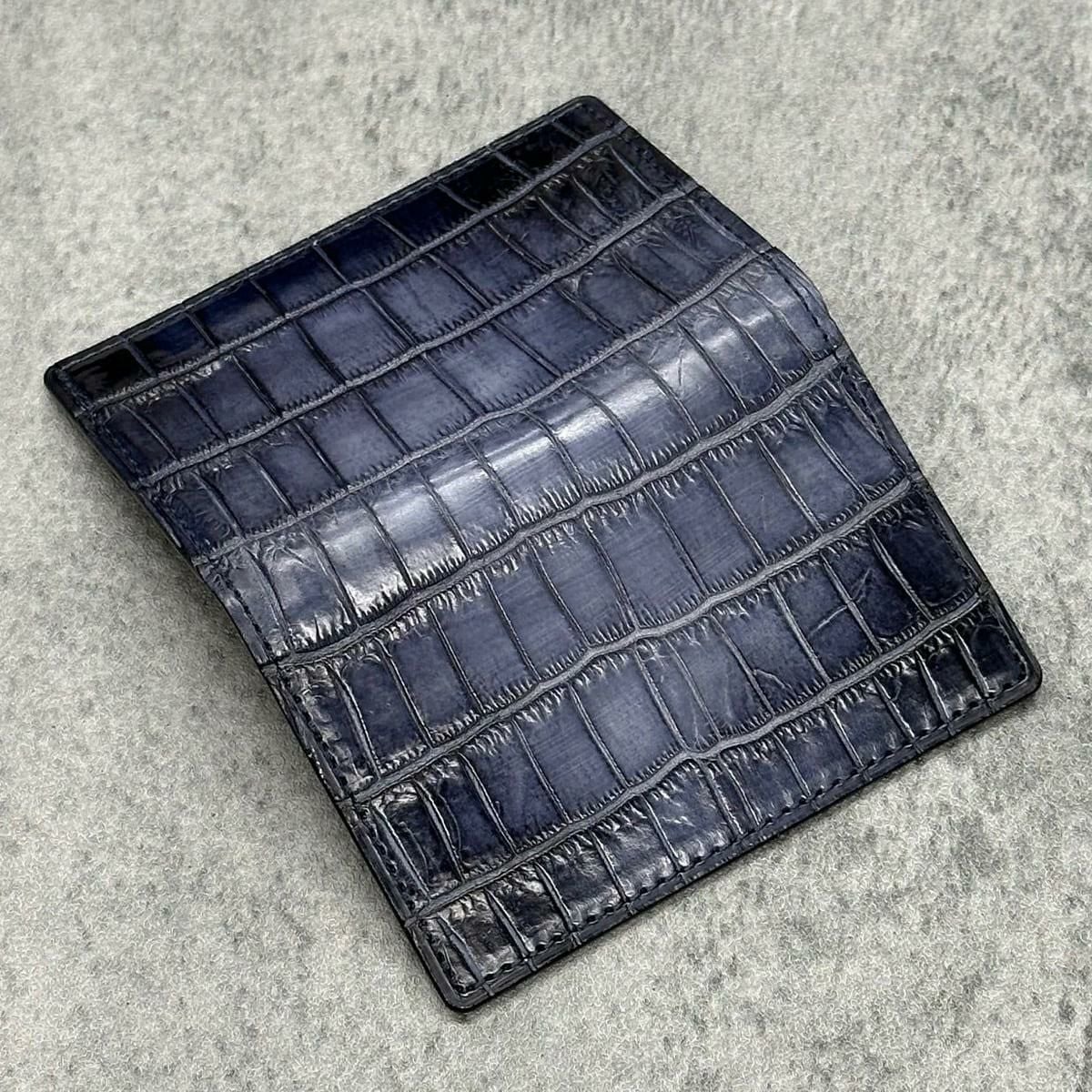 クアトロガッティ クロコダイル カード入れ (名刺入れ) パティーヌネイビー 国産(日本製) Quattro Gatti 8209sp　5