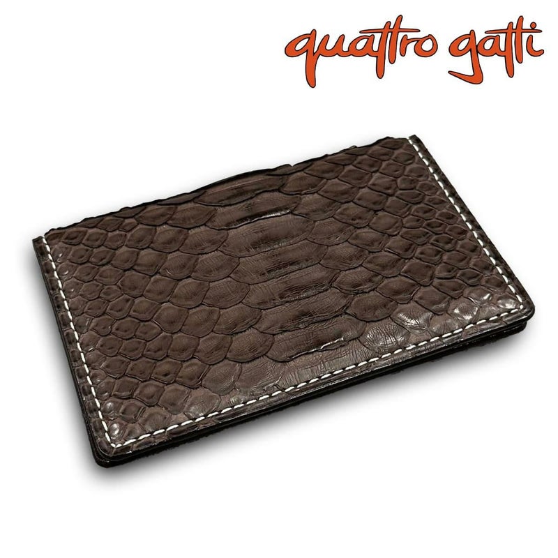 クアトロガッティ パイソン カード入れ (名刺入れ) ブラウン 国産(日本製) Quattro Gatti 8210　