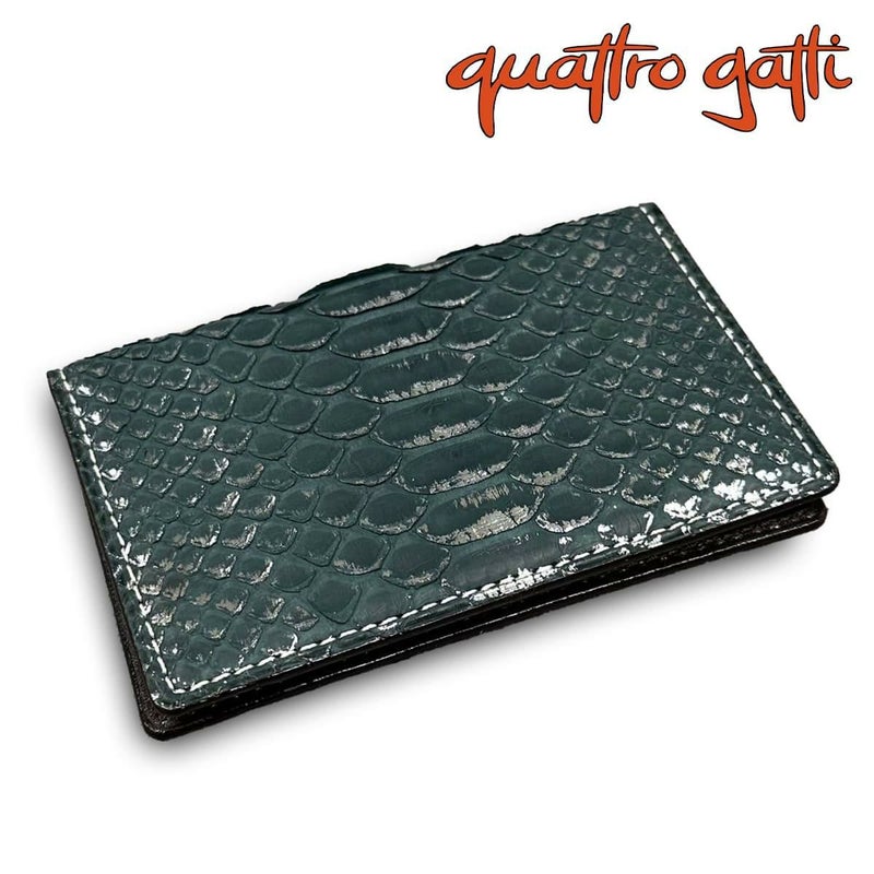  クアトロガッティ パイソン カード入れ (名刺入れ) リーフ/グリーン 国産(日本製) Quattro Gatti 8210　