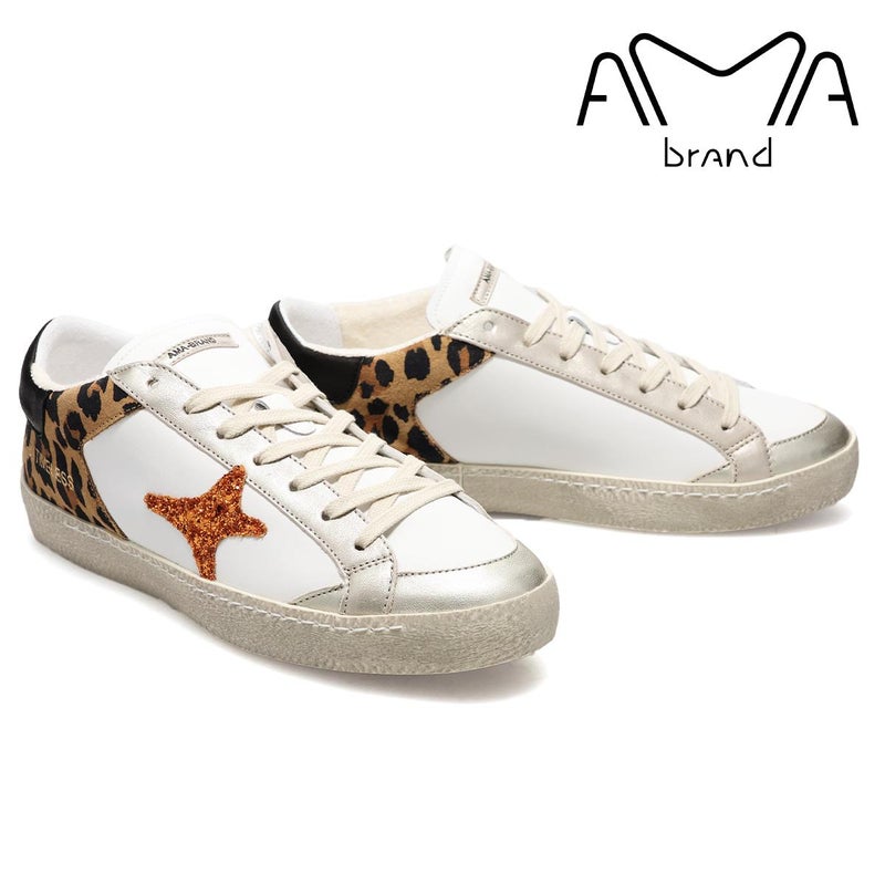  アマブランド レディース タイムレス ホワイト/レオパード イタリア製 AMA BRAND ama260-4605