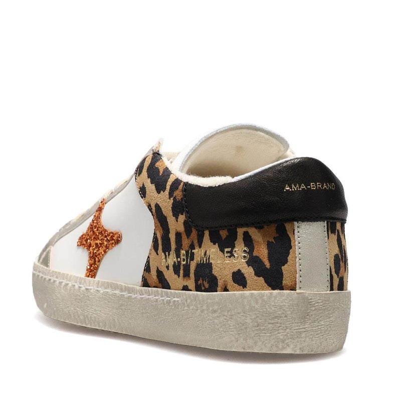  アマブランド レディース タイムレス ホワイト/レオパード イタリア製 AMA BRAND ama260-4605