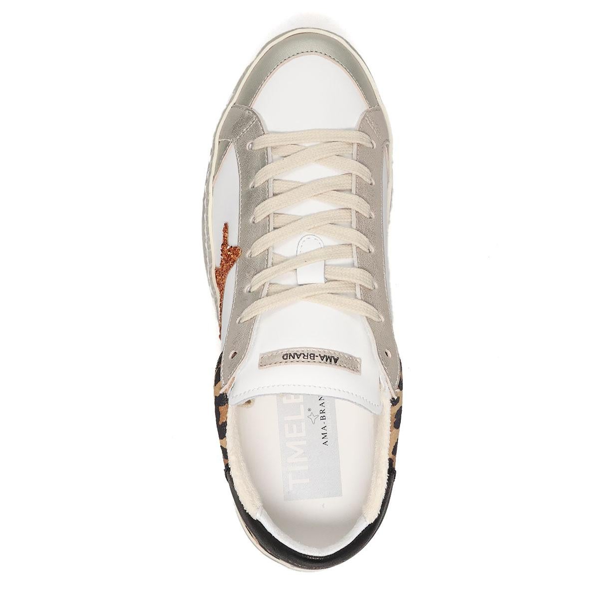  アマブランド レディース タイムレス ホワイト/レオパード イタリア製 AMA BRAND ama260-4605