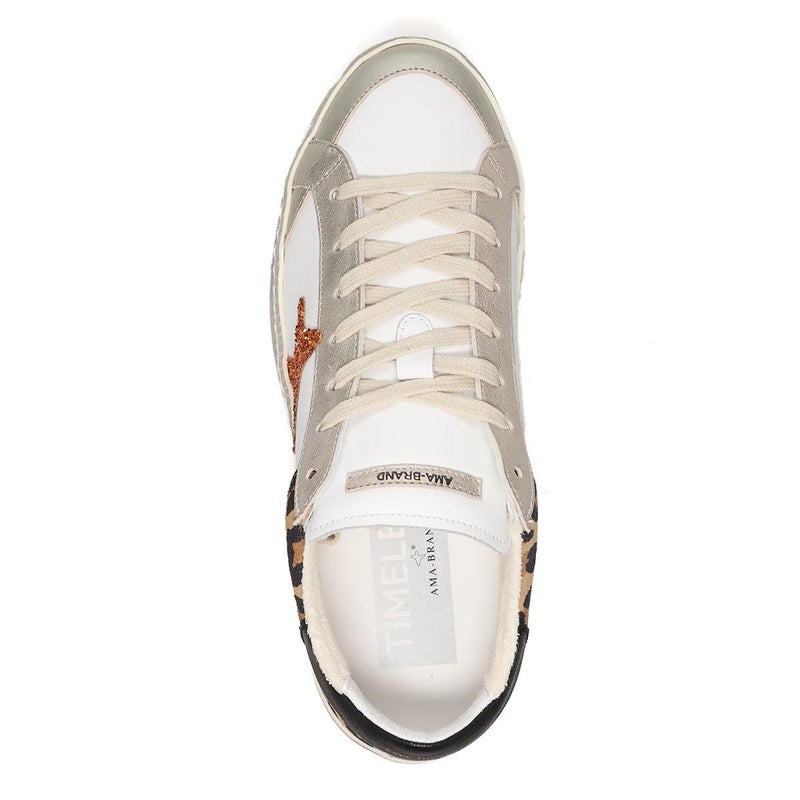  アマブランド レディース タイムレス ホワイト/レオパード イタリア製 AMA BRAND ama260-4605